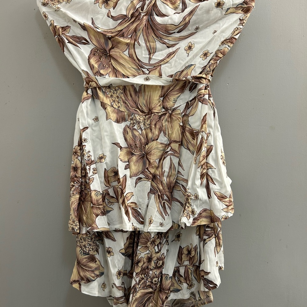 Cream Ruched Tiered Sundress for Cocktail